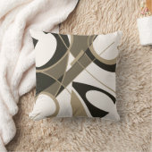 Taupe Tan Black on Off-White Diagonal Art抽象芸術 クッション (ブランケット)