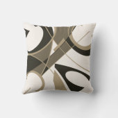 Taupe Tan Black on Off-White Diagonal Art抽象芸術 クッション (裏面)