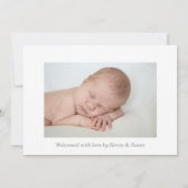 Taupe Teal Baby Photo Collage Announcement Card 招待状 (裏面)