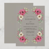 Taupe Timeless Vintage Wedding 招待状 (正面/裏面)