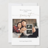 Taupe Ultrasound Photo Pregnancy Announcement Card 招待状 (正面)
