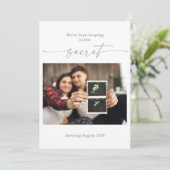 Taupe Ultrasound Photo Pregnancy Announcement Card 招待状 (スタンド正面)