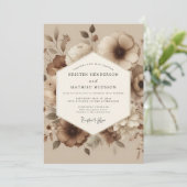 Taupe Washed Floral Wedding 招待状 (スタンド正面)