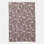 Taupe Watercolor Eucalyptus Floral  キッチンタオル (縦)