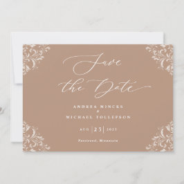 Taupe Weddingエレガント Save the Date Card セーブザデート