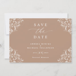 Taupe Weddingエレガント Save the Date Card セーブザデート