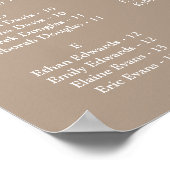 Taupe Wedding Alphabetical Seating Chart ポスター (角)