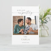 Taupe We're Expecting Pregnancy Announcement Card 招待状 (スタンド正面)