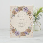 Taupe Whimsical Floral Wedding 招待状 (スタンド正面)