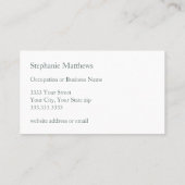 Taupe, White and Sage Greenモノグラム 名刺 (裏面)