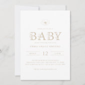 Taupe Wildflower Baby Shower All-in-One Invitation 招待状 (正面)