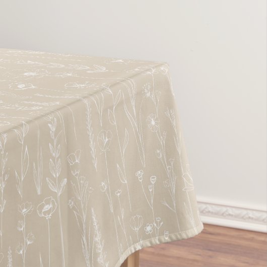 Taupe Wildflower Baby Shower Tablecloth テーブルクロス (インサイチュ)
