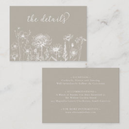 Taupe Wildflower Details Card Neutral Wedding エンクロージャーカード