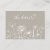 Taupe Wildflower Details Card Neutral Wedding  エンクロージャーカード (正面)