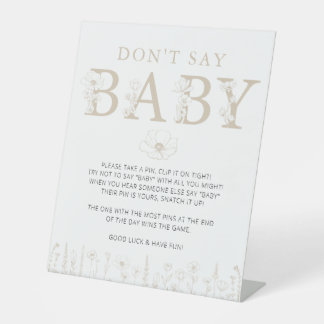 Taupe Wildflower Don’t Say Baby Game Sign 台座サイン