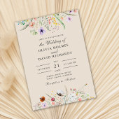 Taupe Wildflower Meadowカスタムフォト結婚ズ 招待状