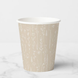 Taupe Wildflower Party Cup | Neutral Botanical 紙コップ