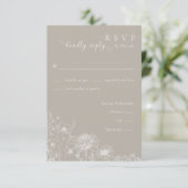 Taupe Wildflower RSVP Card Neutral Wedding Insert エンクロージャーカード (スタンド正面)