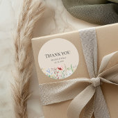 Taupe Wilflower Meadow'結婚s Thank You Sticker ラウンドシール