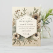 Taupe Woodland Bloom Wedding 招待状 (スタンド正面)