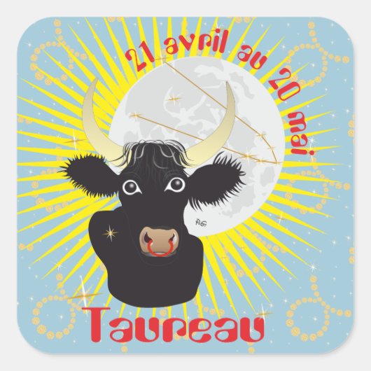 Taureau 21 avril au 20 mai Autocollants スクエアシール (正面)