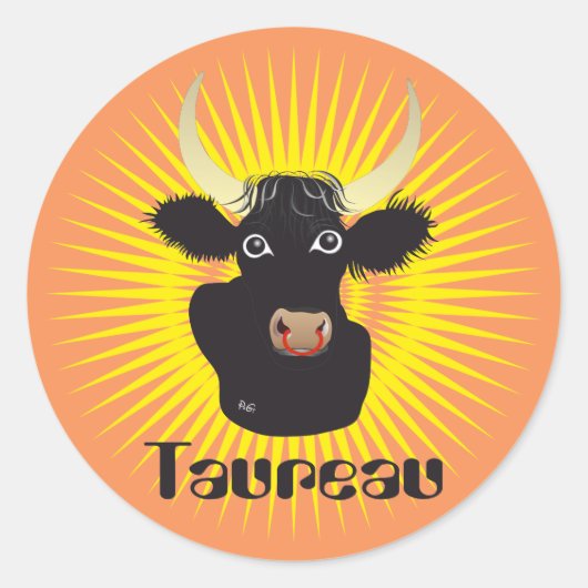 Taureau 21 avril au 20 mai Autocollants ラウンドシール (正面)