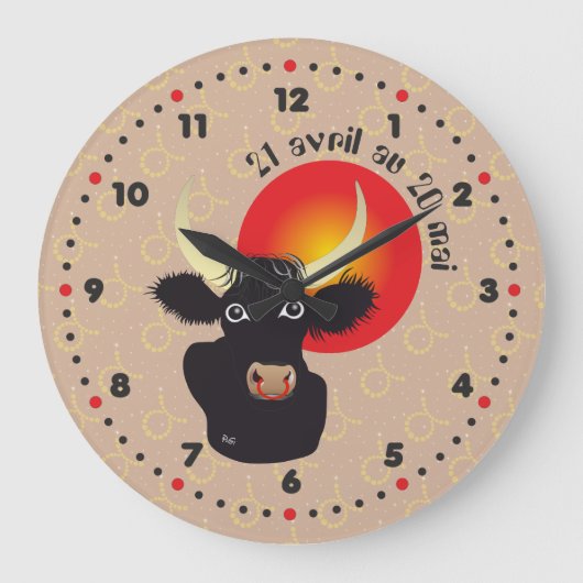 Taureau 21 avril au 20 mai Horloges ラージ壁時計 (正面)