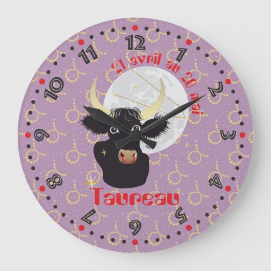 Taureau 21 avril au 20 mai Horloges ラージ壁時計 (正面)
