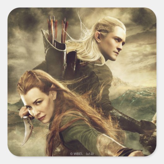 TAURIEL™およびLEGOLAS GREENLEAF™の映画のポスター3 スクエアシール (正面)