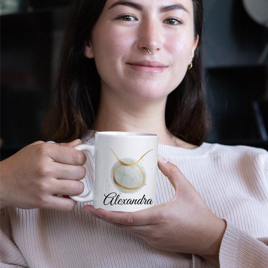 Taurusカスタマイズ可能な水色〔占星術の〕十二宮図デザインコーヒー コーヒーマグカップ