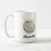 Taurusカスタマイズ可能な水色〔占星術の〕十二宮図デザインコーヒー コーヒーマグカップ (左)