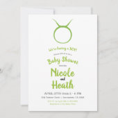 TAURUSブルグリーンアストロロジー〔占星術の〕十二宮図ベビーシャワー 招待状 (正面)