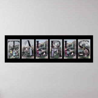 TAURUSヴィンテージアルファベットレター〔占星術の〕十二宮図サインアート ポスター