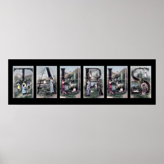 TAURUSヴィンテージアルファベットレター〔占星術の〕十二宮図サインアート ポスター (正面)