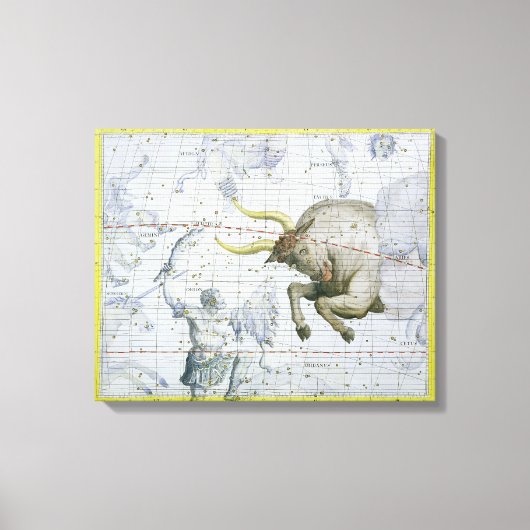 Taurus星座、プレート2の'Atlas Coeleから キャンバスプリント (正面)