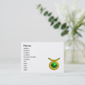 TAURUS金ゴールド〔占星術の〕十二宮図ジュエルエメラルドグリーンホワイト 名刺 (スタンド正面)