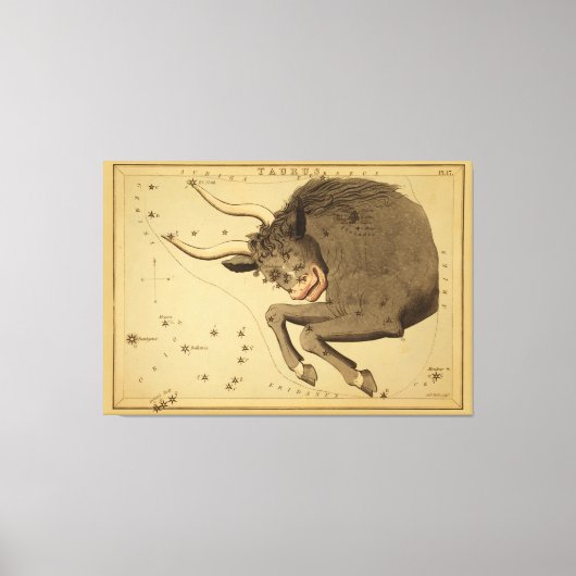 Taurus -ヴィンテージ画像の〔占星術の〕十二宮図記号 キャンバスプリント (正面)