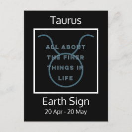 Taurus〔占星術の〕十二宮図サインおもしろい引用文（青と白） ポストカード