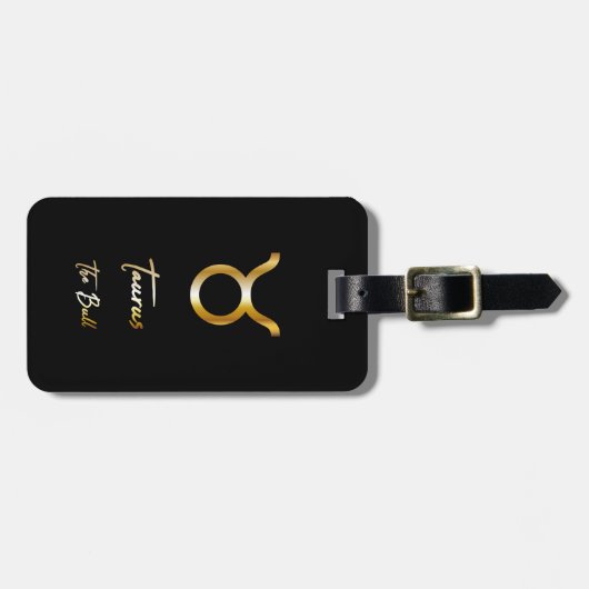 Taurus〔占星術の〕十二宮図サインブラック&金ゴールドラゲージタグ ラゲッジタグ (正面横)