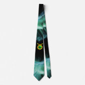 TAURUS〔占星術の〕十二宮図サイン、ブルーグリーンフラクタル渦巻き ネクタイ (正面)
