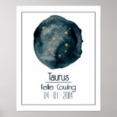 Taurus〔占星術の〕十二宮図サイン:名前をカスタムする&誕生日 ポスター (正面)