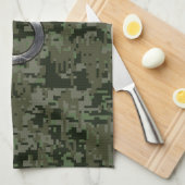 Taurus〔占星術の〕十二宮図シンボルのグリーンデジタルカモフラージュ キッチンタオル (四つ折り)