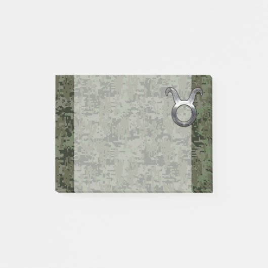 Taurus〔占星術の〕十二宮図シンボルのグリーンデジタルカモフラージュ ポストイット (正面)