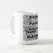 Taurus〔占星術の〕十二宮図ワードクラウドインスピレーション コーヒーマグカップ (正面左)