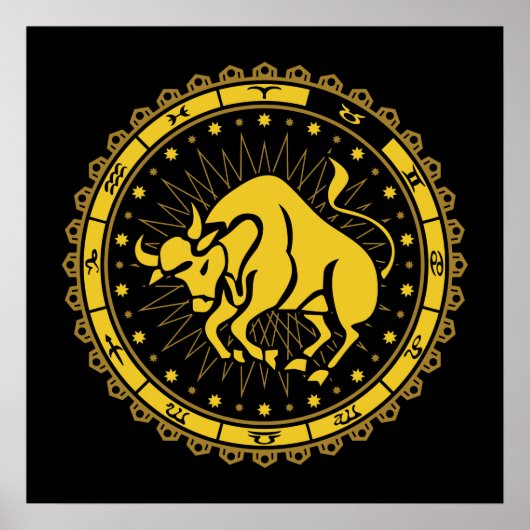 Taurus -〔占星術の〕十二宮図記号 – 記号 – 占星術 ポスター (正面)