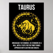 Taurus -占星術、おもしろい〔占星術の〕十二宮図サインユーモア ポスター (正面)