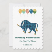 Taurus 1st Birthday Impressionist Gold Glitter 招待状 (正面)