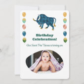 Taurus 1st Birthday Photo Impressionist Gold  Invi 招待状 (正面)