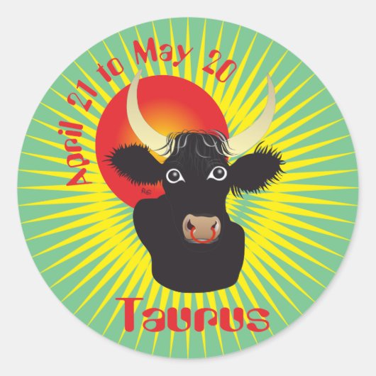 Taurus April 21 to May 20 Sticker ラウンドシール (正面)