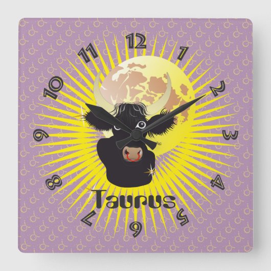 Taurus April 21 to May 20 Wall Clocks スクエア壁時計 (正面)